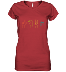 Love ASL Sign language Alphabet Valentines Day Gift idea Women's V-Neck T-Shirt Women's V-Neck T-Shirt - FordPhuMy