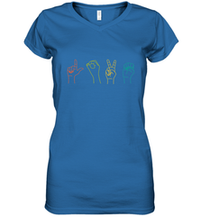 Love ASL Sign language Alphabet Valentines Day Gift idea Women's V-Neck T-Shirt Women's V-Neck T-Shirt - FordPhuMy