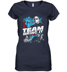 WWE The Rock Team Bring It Women's V-Neck T-Shirt Women's V-Neck T-Shirt - FordPhuMy