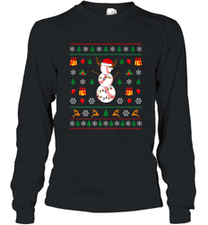 Christmas Baseball Snowman Reindeer In A Santa Hat Pajama Long Sleeve T-Shirt