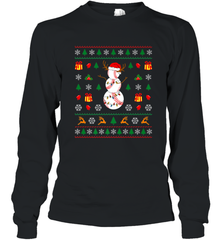 Christmas Baseball Snowman Reindeer In A Santa Hat Pajama Long Sleeve T-Shirt Long Sleeve T-Shirt - FordPhuMy