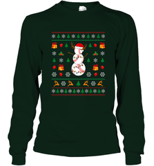 Christmas Baseball Snowman Reindeer In A Santa Hat Pajama Long Sleeve T-Shirt Long Sleeve T-Shirt - FordPhuMy
