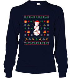 Christmas Baseball Snowman Reindeer In A Santa Hat Pajama Long Sleeve T-Shirt