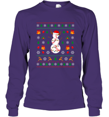 Christmas Baseball Snowman Reindeer In A Santa Hat Pajama Long Sleeve T-Shirt Long Sleeve T-Shirt - FordPhuMy