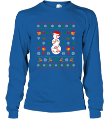Christmas Baseball Snowman Reindeer In A Santa Hat Pajama Long Sleeve T-Shirt Long Sleeve T-Shirt - FordPhuMy