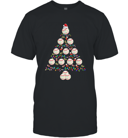 Baseball Balls Christmas Tree lights Xmas Gift Holiday Men's T-Shirt Men's T-Shirt / Black / S Men's T-Shirt - FordPhuMy