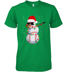 Dabbing Snowman Baseball Christmas Lights Pajama Tee Men's Premium T-Shirt