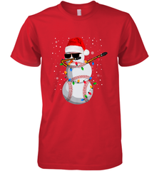 Dabbing Snowman Baseball Christmas Lights Pajama Tee Men's Premium T-Shirt Men's Premium T-Shirt - FordPhuMy
