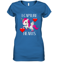 Girls Valentine's Day Unicorn I Capture Hearts Kids Gift Women's V-Neck T-Shirt Women's V-Neck T-Shirt - FordPhuMy