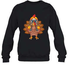 Cool Turkey Football Feathers Funny Thanksgiving Sports Gift Crewneck Sweatshirt