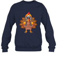 Cool Turkey Football Feathers Funny Thanksgiving Sports Gift Crewneck Sweatshirt