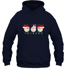 Three Baseball Balls Christmas Gift Santa Xmas lights Snow Hooded Sweatshirt