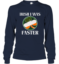 Irish I Was Faster Funny Running St Patricks Day Long Sleeve T-Shirt