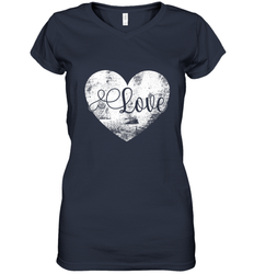 Love Valentines Day Heart Vintage Gift For Men Women Women's V-Neck T-Shirt