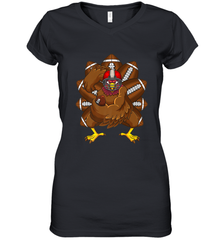 Cool Turkey Football Feathers Funny Thanksgiving Sports Women's V-Neck T-Shirt Women's V-Neck T-Shirt - FordPhuMy