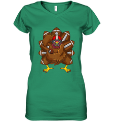 Cool Turkey Football Feathers Funny Thanksgiving Sports Women's V-Neck T-Shirt Women's V-Neck T-Shirt - FordPhuMy