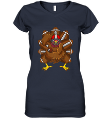 Cool Turkey Football Feathers Funny Thanksgiving Sports Women's V-Neck T-Shirt Women's V-Neck T-Shirt - FordPhuMy