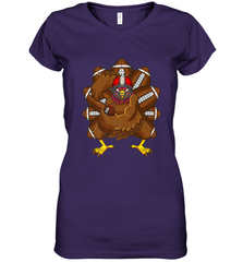 Cool Turkey Football Feathers Funny Thanksgiving Sports Women's V-Neck T-Shirt Women's V-Neck T-Shirt - FordPhuMy