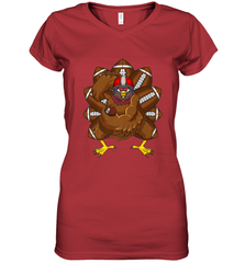 Cool Turkey Football Feathers Funny Thanksgiving Sports Women's V-Neck T-Shirt Women's V-Neck T-Shirt - FordPhuMy