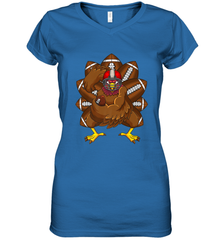 Cool Turkey Football Feathers Funny Thanksgiving Sports Women's V-Neck T-Shirt Women's V-Neck T-Shirt - FordPhuMy
