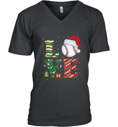 Funny Kid Boys Love Baseball Christmas Ball Santa Hat Gift Men's V-Neck