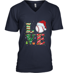 Funny Kid Boys Love Baseball Christmas Ball Santa Hat Gift Men's V-Neck