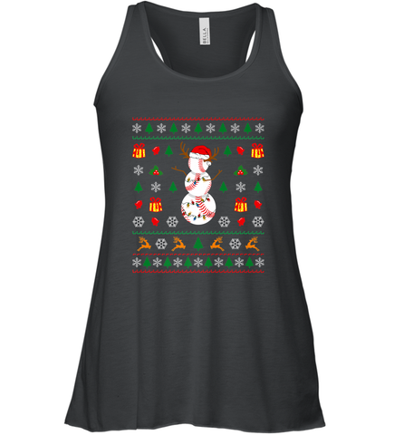 Christmas Baseball Snowman Reindeer In A Santa Hat Pajama Women's Racerback Tank Women's Racerback Tank / Black / XS Women's Racerback Tank - FordPhuMy