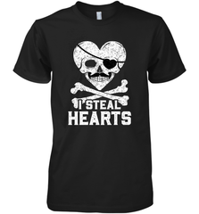 I Steal Hearts Valentine's Day Pirate Skull Art Graphics Men's Premium T-Shirt Men's Premium T-Shirt - FordPhuMy
