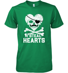 I Steal Hearts Valentine's Day Pirate Skull Art Graphics Men's Premium T-Shirt
