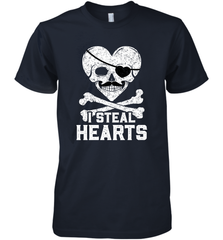 I Steal Hearts Valentine's Day Pirate Skull Art Graphics Men's Premium T-Shirt Men's Premium T-Shirt - FordPhuMy