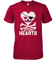 I Steal Hearts Valentine's Day Pirate Skull Art Graphics Men's Premium T-Shirt Men's Premium T-Shirt - FordPhuMy
