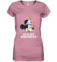Disney Mickey Mouse It�s My Birthday Women's V-Neck T-Shirt Women's V-Neck T-Shirt - FordPhuMy