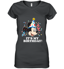 Disney Mickey Mouse It�s My Birthday Women's V-Neck T-Shirt Women's V-Neck T-Shirt - FordPhuMy