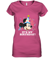 Disney Mickey Mouse It�s My Birthday Women's V-Neck T-Shirt Women's V-Neck T-Shirt - FordPhuMy