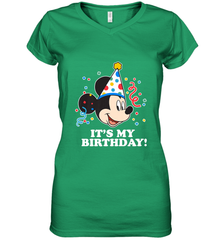 Disney Mickey Mouse It�s My Birthday Women's V-Neck T-Shirt Women's V-Neck T-Shirt - FordPhuMy