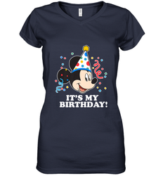 Disney Mickey Mouse It�s My Birthday Women's V-Neck T-Shirt