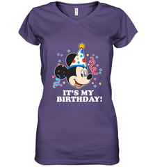 Disney Mickey Mouse It�s My Birthday Women's V-Neck T-Shirt Women's V-Neck T-Shirt - FordPhuMy