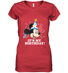 Disney Mickey Mouse It�s My Birthday Women's V-Neck T-Shirt Women's V-Neck T-Shirt - FordPhuMy