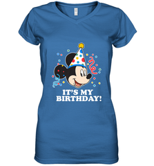 Disney Mickey Mouse It�s My Birthday Women's V-Neck T-Shirt Women's V-Neck T-Shirt - FordPhuMy