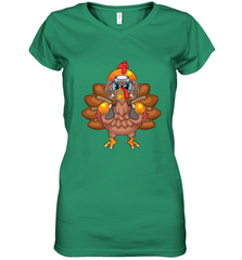 Cool Turkey Football Feathers Funny Thanksgiving Sports Gift Women's V-Neck T-Shirt Women's V-Neck T-Shirt - FordPhuMy