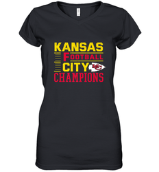 Kansas City Football Champions Vintage KC Distressed Gift Women's V-Neck T-Shirt