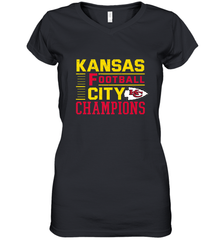 Kansas City Football Champions Vintage KC Distressed Gift Women's V-Neck T-Shirt Women's V-Neck T-Shirt - FordPhuMy