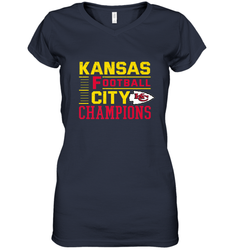 Kansas City Football Champions Vintage KC Distressed Gift Women's V-Neck T-Shirt