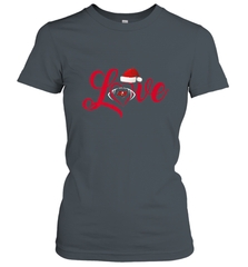 NFL Tampa Bay Buccaneers Logo Christmas Santa Hat Love Heart Football Team Women's T-Shirt Women's T-Shirt - FordPhuMy
