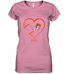 Oklahoma State Cowboys Football Inside Heart  Team Women's V-Neck T-Shirt Women's V-Neck T-Shirt - FordPhuMy