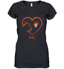 Oklahoma State Cowboys Football Inside Heart  Team Women's V-Neck T-Shirt Women's V-Neck T-Shirt - FordPhuMy