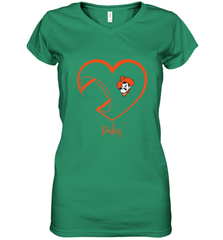 Oklahoma State Cowboys Football Inside Heart  Team Women's V-Neck T-Shirt Women's V-Neck T-Shirt - FordPhuMy
