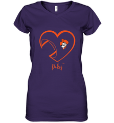 Oklahoma State Cowboys Football Inside Heart  Team Women's V-Neck T-Shirt Women's V-Neck T-Shirt - FordPhuMy