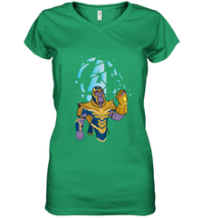 Marvel Avengers Endgame Cartoon Thanos Gauntlet Women's V-Neck T-Shirt Women's V-Neck T-Shirt - FordPhuMy