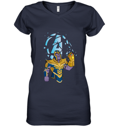 Marvel Avengers Endgame Cartoon Thanos Gauntlet Women's V-Neck T-Shirt